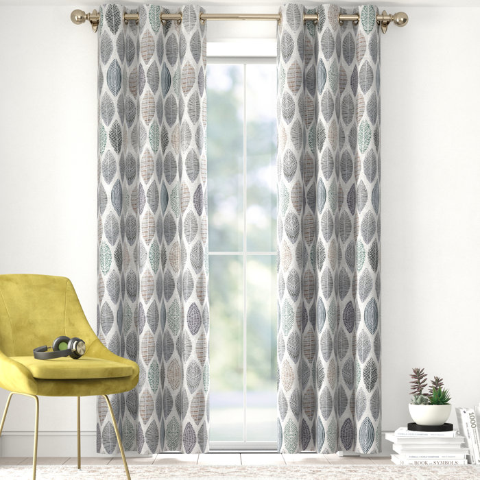 Mistana™ Teen Skrolan Leaf Print SemiSheer Grommet Curtain Panel